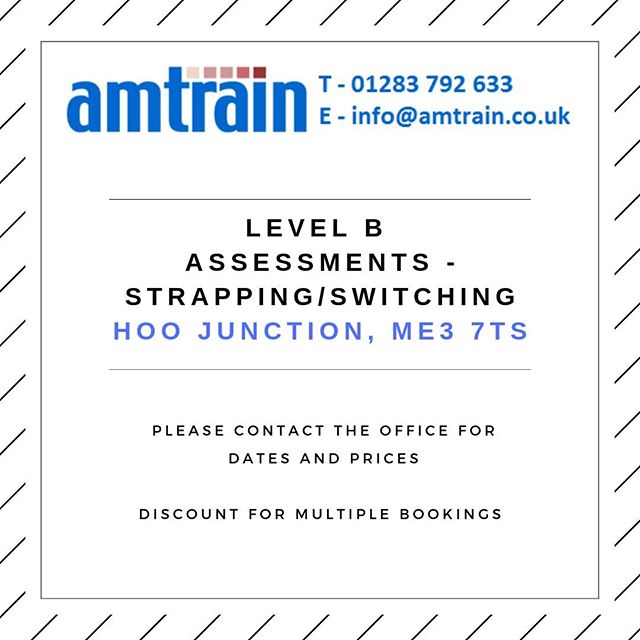 Do you require a Level B assessment??⠀
We can complete this for you at our Hoo Junction, Rochester centre Weekdays/Weekends!!⠀
Please contact the office on 01283792633 or email info@amtrain.co.uk for more info and dates