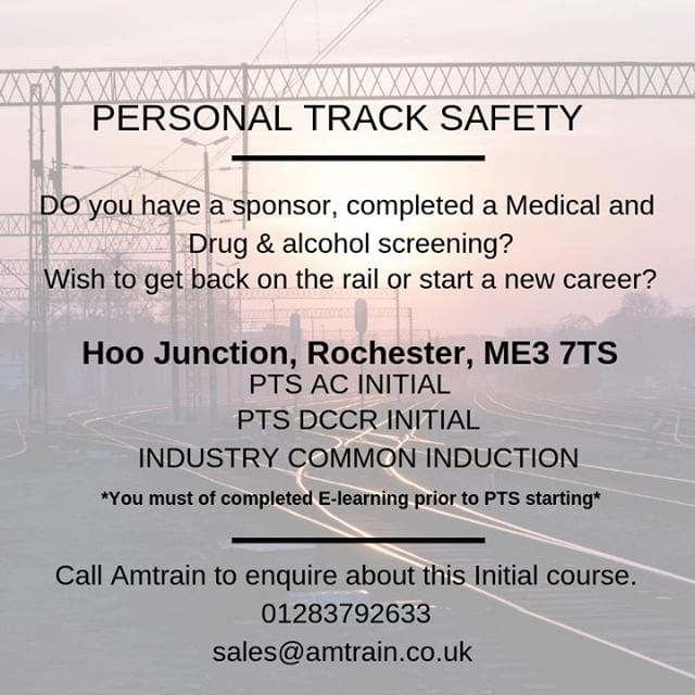 Are you looking to start a career within the Rail industry or aiming at working on track once again?!⠀
If so then please call the office on 01283792633 or email info@amtrain.co.uk for dates we are running courses at our Hoo Junction, Rochester office!!